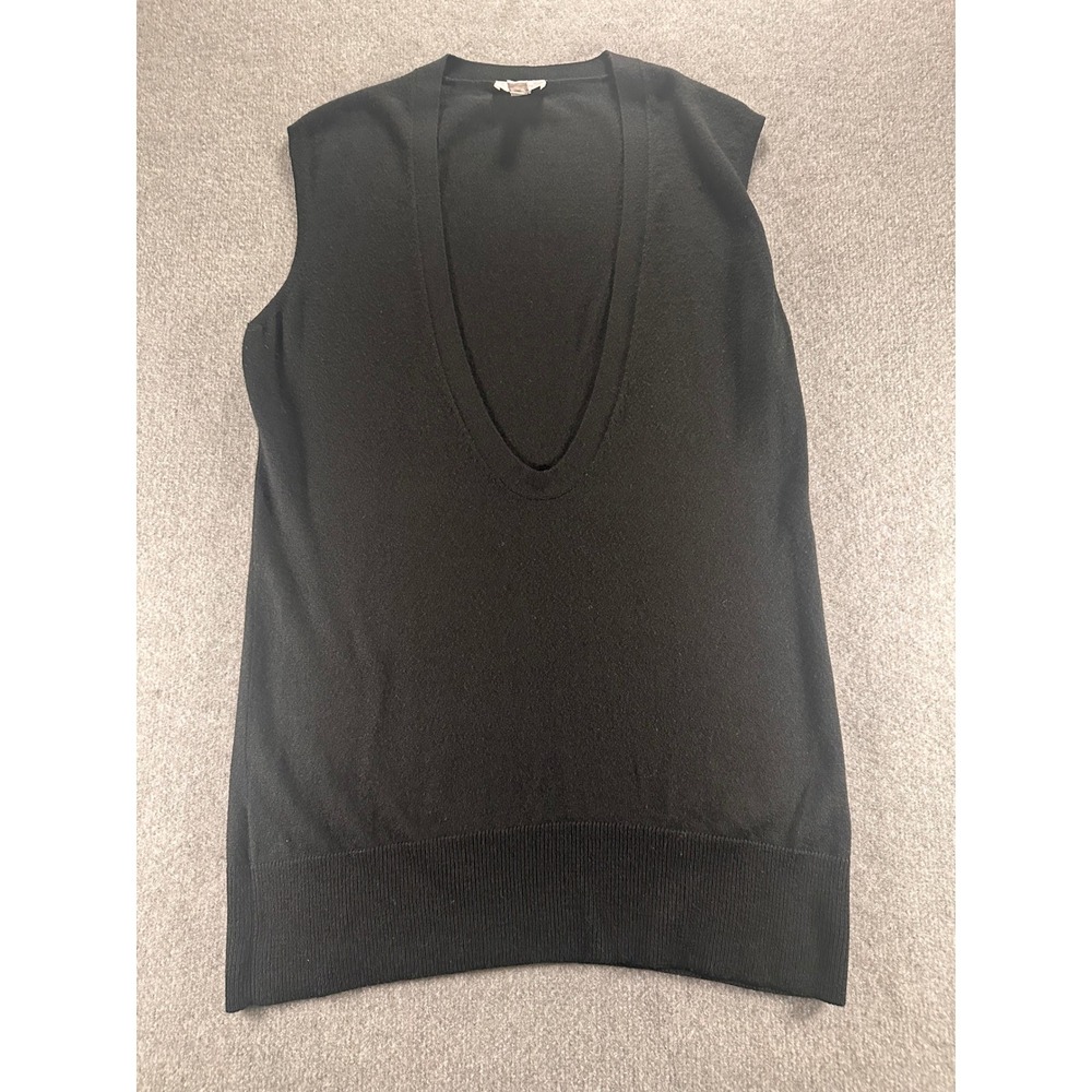 Ann Taylor LOFT Womens Black Deep V-Neck Sweater Vest Sleeveless Knit Large